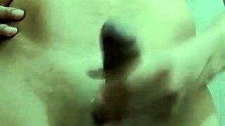 flaco strokes his monster cock in work bathroom solo