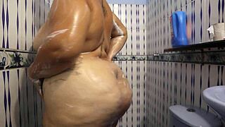 colombian bbw milf showers sexy with huge tits and ass
