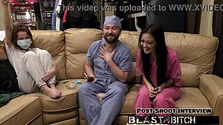 Blaire celeste kneels sucking patient cock before nurse pussy takes cum blast in pov