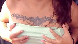 Hey check me flashing panties and tits on highway drive