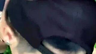 Milf bends big ass over in forest for homemade doggystyle pounding and facial