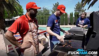 stepmom passes out watching stepdaughter fuck her husband and stepson wildly