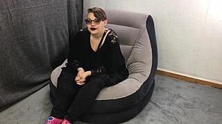 submissive bbw kitten spreads shaved pussy for close-up dildo teasing trailer