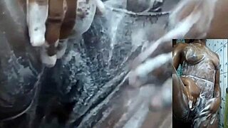 cyndy blackslave squirts in shower masturbating her pussy closeup