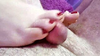 russian mature wife gives hubby sloppy blowjob footjob handjob on wedding night