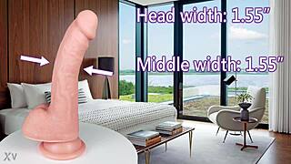 Watch her slide that realistic fukena archer dual density silicone dildo deep inside