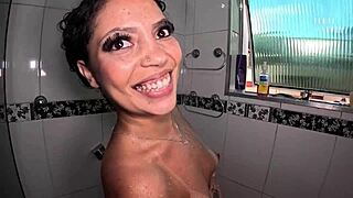 Brazilian Teen Shower Party Turns to Bareback Big Ass Pussy Lick and Juicy Cum Bath Orgy