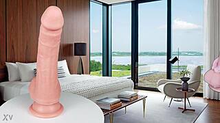 Watch her slide that realistic fukena archer dual density silicone dildo deep inside