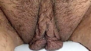 that slut sneaks to the toilet for her dirty solo play