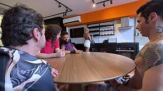 Safada shows off taking boyfriend's friends deep while he watches moaning