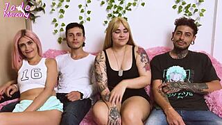 Colombian Latina Skinny Slut Big Tits Ass Monster Cock Foursome Orgy Party