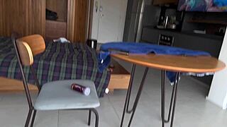 roommate giving huge creampie cumshot to relax that cute black babe homemade pov