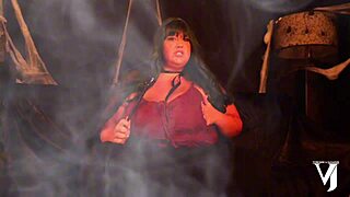 Halloween witch spreads for brother's huge cock