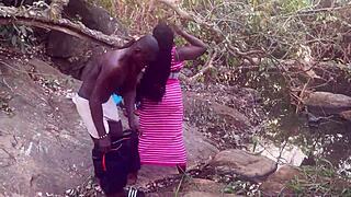 damn those perfect ebony boobs bouncing while village babe gets doggystyle fucked in stream 🌊💦