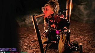 gemma smithy tied up tight for intense blowjob training session with monster cock master