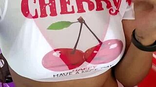 behind the scenes with sweet cherry pie bathing in heels by the pool