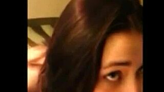 Submissive girlfriend deepthroats cock under total domination!