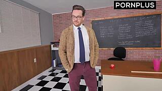 Teacher scrubs slutty teen student's tight wet cunt with huge cock in shower creampie