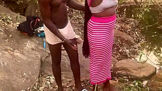 damn those perfect ebony boobs bouncing while village babe gets doggystyle fucked in stream 🌊💦