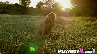 sweet anetta keys strips naked outdoors revealing her sexy milf pussy and small tits