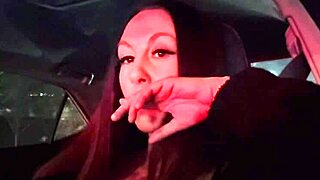 Italian Long Hair Big Tits MILF Artemisia Love Flashes Juicy Boobs in Car