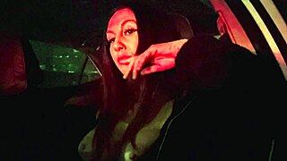 Italian Long Hair Big Tits MILF Artemisia Love Flashes Juicy Boobs in Car