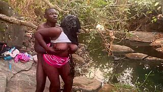 damn those perfect ebony boobs bouncing while village babe gets doggystyle fucked in stream 🌊💦