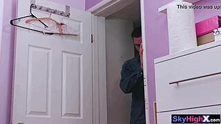 webcam teen slut gets her petite body smashed hard by stepdad in the garage