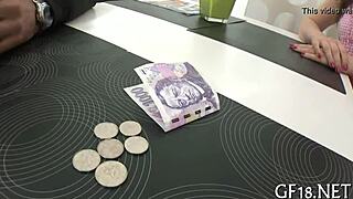 Huge stranger pounds tight teen pussy while cuckold watches hardcore!