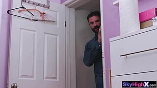 webcam teen slut gets her petite body smashed hard by stepdad in the garage