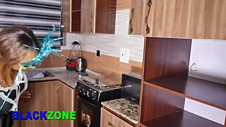 i crave my stepmom lover's curvy ebony belly in the kitchen