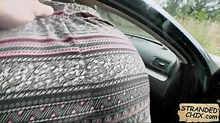 Stranded Teen Babe Rides Cock For Ride Home