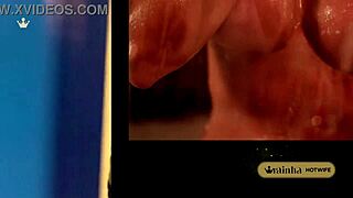 brazilian beauty lala taking a hot shower teasing photographer with big tits and ass 🍑💦