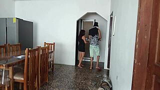 maid whore bends over shaking her fat curvy ass for daddy on homemade cam