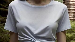 wanna see cute girls in panties barefoot in forest cabin?