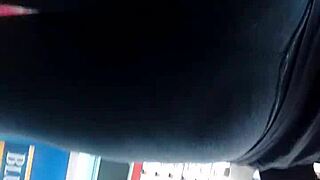 check out this candid hidden cam leggings ass in retro blue films