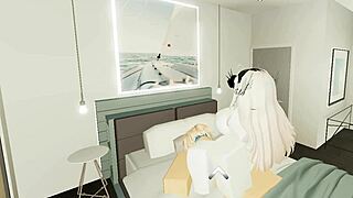 she hops on his cock riding like a pro gamer in condo