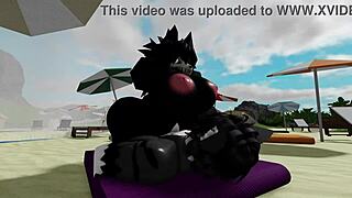 hard beach pounding with scp-1471 mal0's huge cock doggystyle and cowgirl