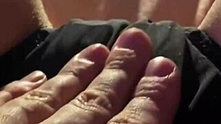 girl strokes her wet pussy in solo play