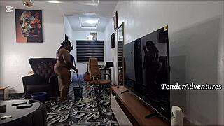 hey chubby ebony milf shakes her huge ass naked around the house loving every jiggle