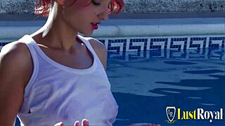 Skinny redhead teen justine rides cock then anal fucked hard!