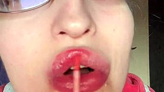 ASMR Pink Lipstick Banana Eat Eyeglasses Fetish