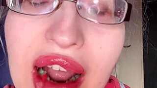 ASMR Pink Lipstick Banana Eat Eyeglasses Fetish