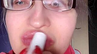 ASMR Pink Lipstick Banana Eat Eyeglasses Fetish