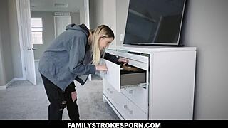 Sweet Kenna James petite blonde teen fucks big cock after stealing