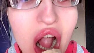 ASMR Pink Lipstick Banana Eat Eyeglasses Fetish