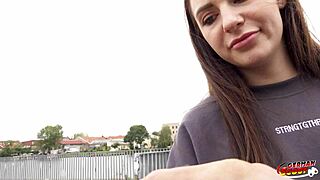 german teen emma evans tiny tits huge labia lips picked up for rough casting fuck