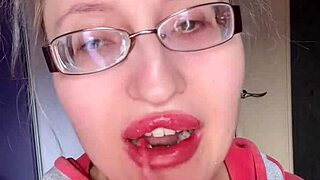 ASMR Pink Lipstick Banana Eat Eyeglasses Fetish