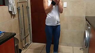 whoa pisswhore soaks her jeans peeing smokes strips teasin us!