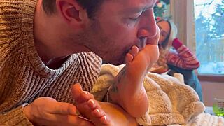 santa's wild obsession leads to barefoot toe sucking with his milf goddess